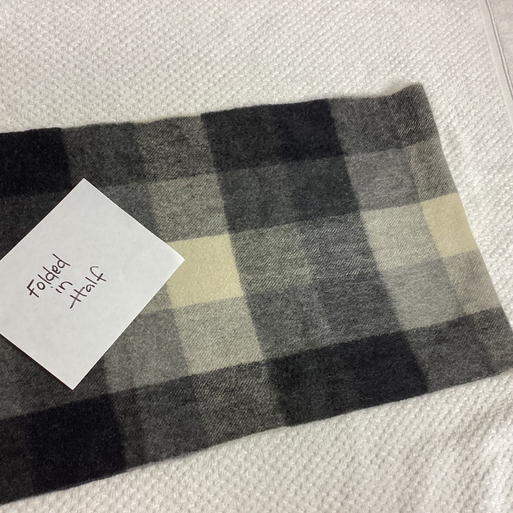 Cashmere Scarf Gray Charcoal Beige Plaid Warm‎ Winter Soft Fringe Shawl Unisex - Picture 9 of 12